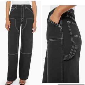 Mother Black Double Knee Bee's Knees Stud Finder Sneak Jeans White Lines Size 32